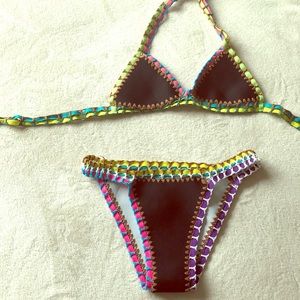 Neoprene Reversable Black & Neon Bikini